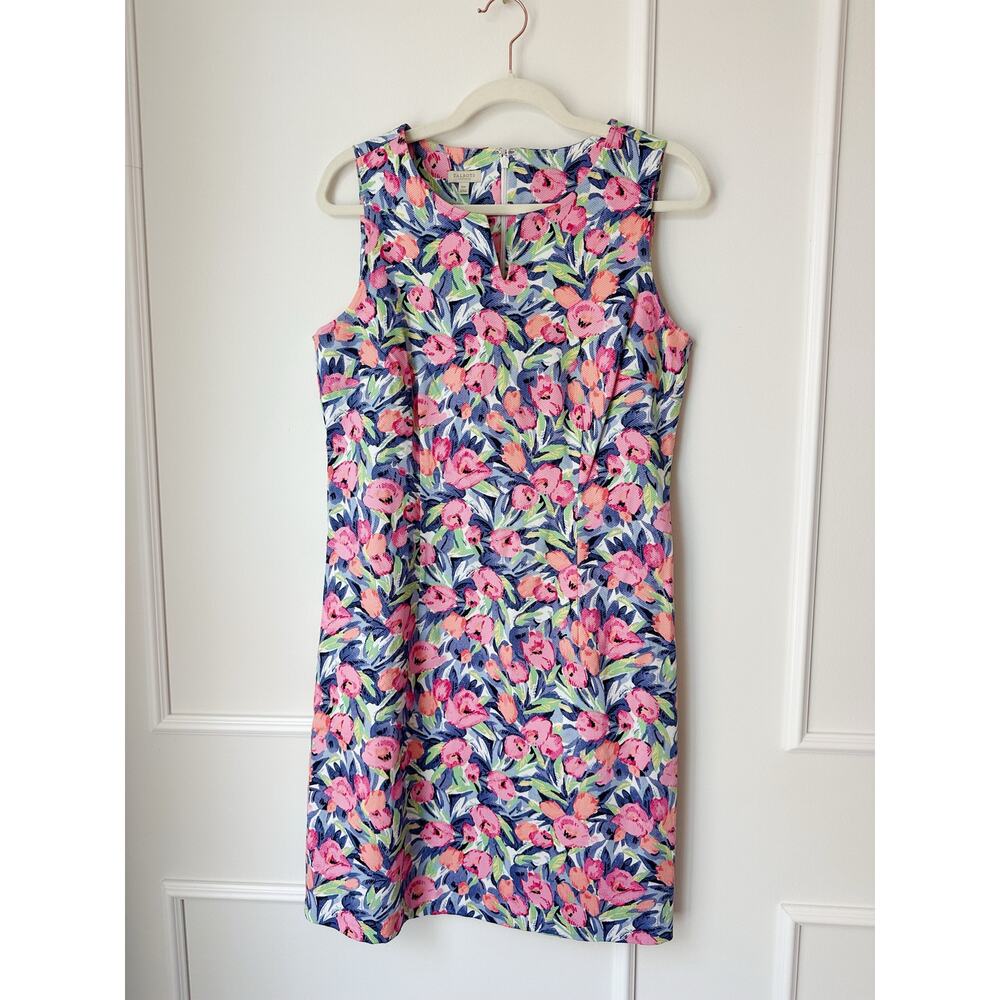 Sleeveless Floral Shift Dress in Pink & Blue